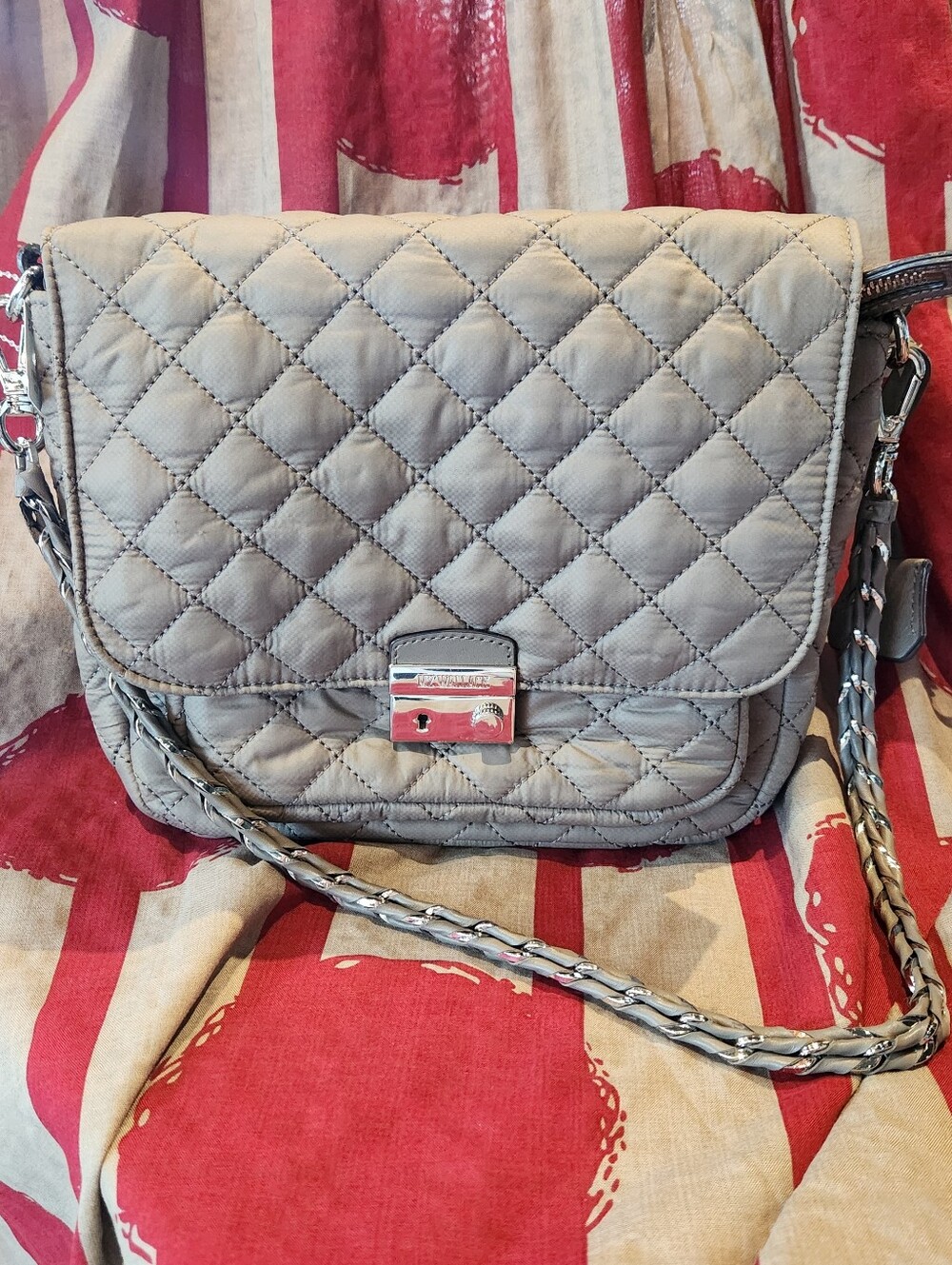Mz Wallace Quilted Taupe colored Purse